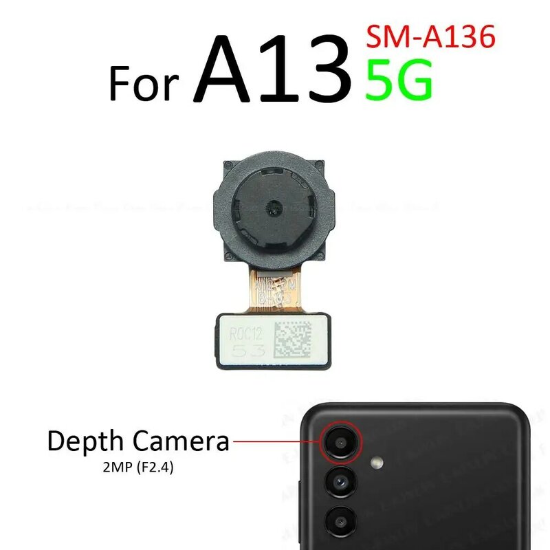Kamera Selfie Depan Belakang Ultra-lebar Makro Telefoto Kedalaman Utama untuk Samsung Galaxy A23 A13 5G 4G A135 A136 A235 Bagian Kabel Flex