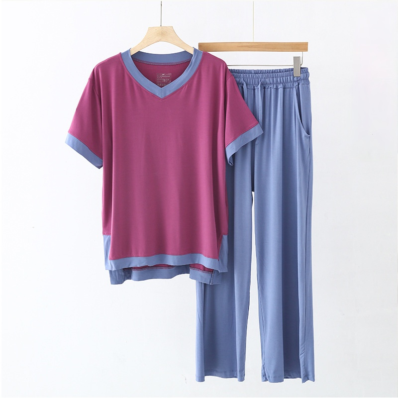 Pijamas de Modal de manga larga para mujer, conjunto de pijama holgado de color liso, para el hogar, primavera y otoño, 2022