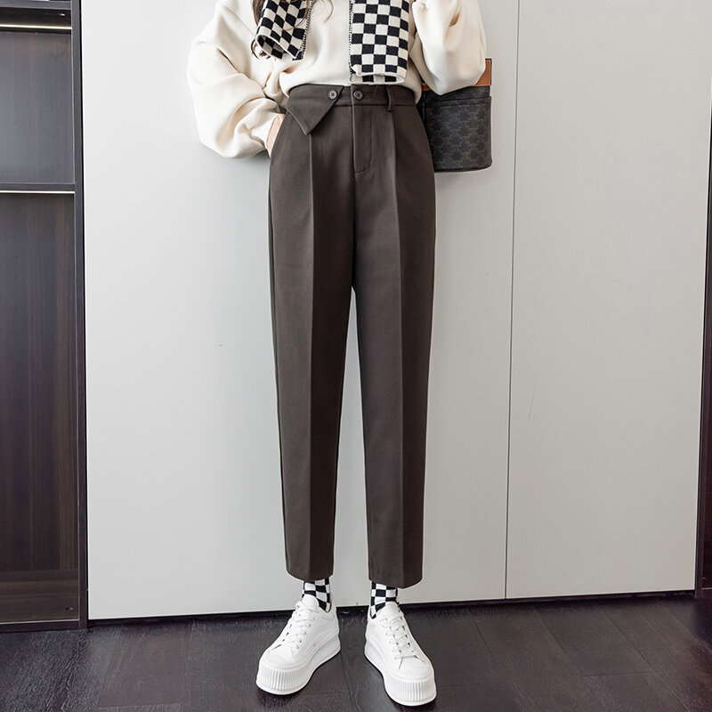 The new woolen sweater with high waist and drooping feeling is slim and joker casual feet pants radish pants, 261E,hai,0216-13