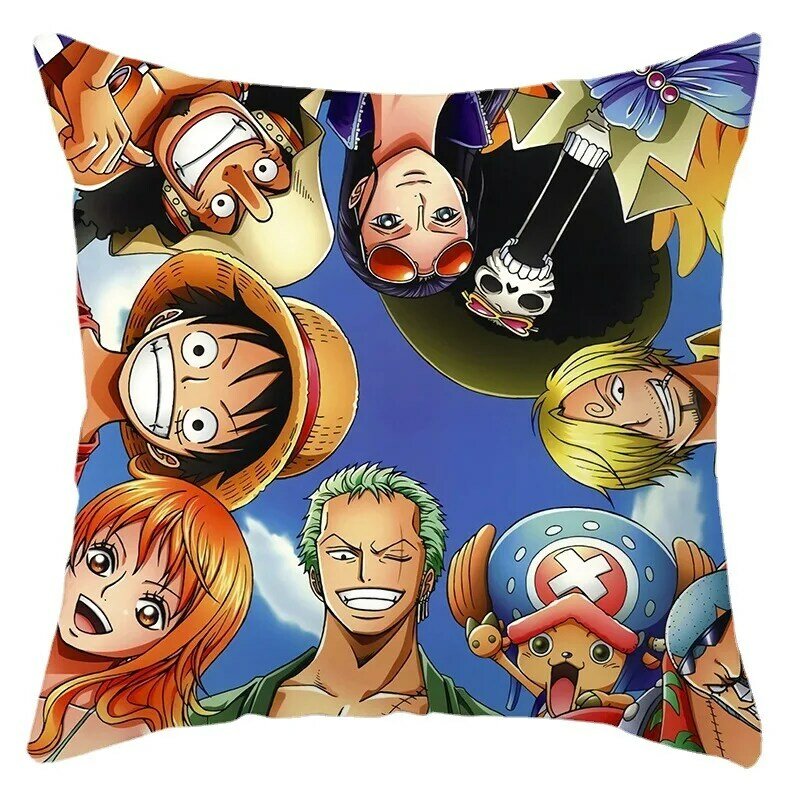 Funda de almohada con estampado de Anime de One Piece, cubierta de cojín con estampado de Luffy Roronoa Zoro Nami para habitación, sofá, dormitorio, decoración de coche, 45x45CM