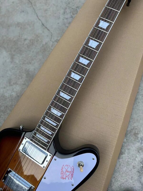 Firebird – guitare électrique en métal de haute qualité, couleur en forme de bûche, offre spéciale