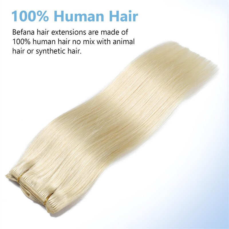 Toysww Hair Extension Clip Human Hair Light Brown Color #613 Real Hair Extensions Full Head 6Pcs/Set 120G 100G