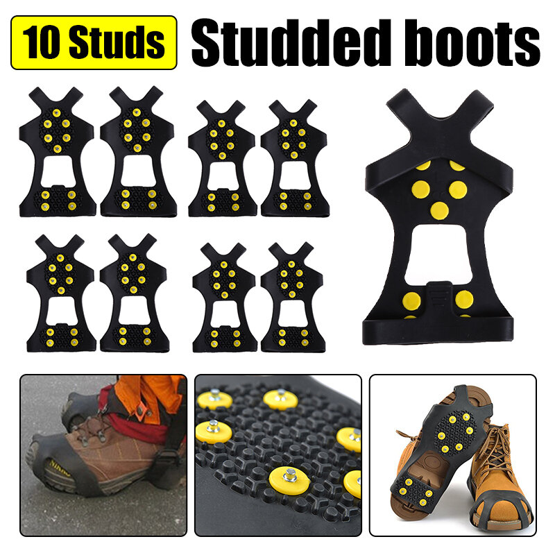Capa universal de sapato para neve, 10 pinos, botões anti-derrapantes, para inverno, escalada, acampamento, sapatos, tamanhos p, m, g, gg