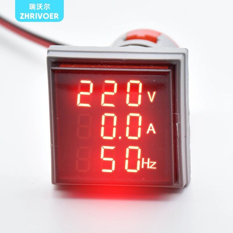 Three Display Digital Voltage Amperometer 22MM AD16-22DSV type AC 60-500V Mini Voltage Meter LED Voltmeter Indicator Light Lamp
