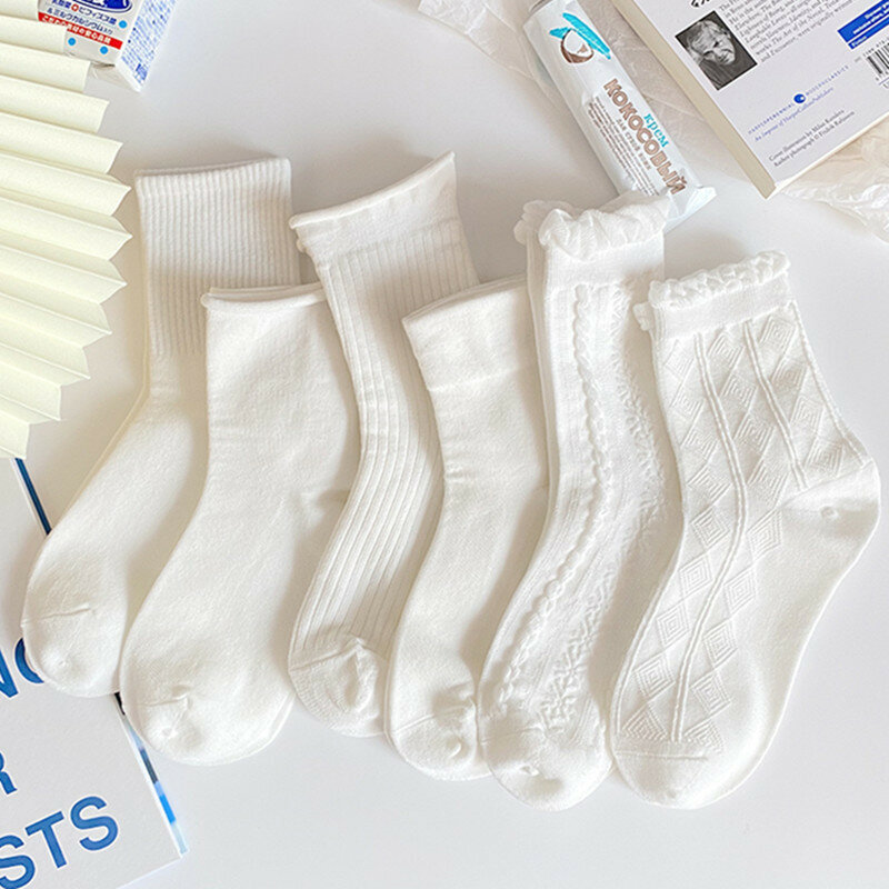 2022 nova lolita bonito branco babado babado algodão meias senhoras diamante jk tubo meias kawaii vestido all-match meias meninas socks socks socks socks socks
