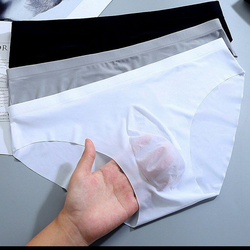Gorąca sprzedaż bielizna męska majtki bokserki męskie przezroczyste niskiej talii seksowne majtki gejów bezszwowe jedwabiste przezroczyste spodnie
