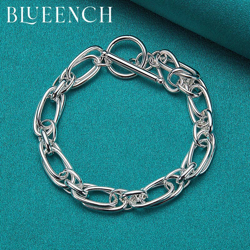 Blueench 925 prata esterlina simples ot chain pulseira para homem e mulher casual festa personalidade moda jóias