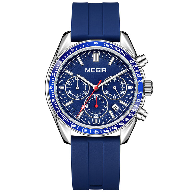 MEGIR นาฬิกาผู้ชาย2022เป็นทางการสุดหรูซิลิคอนกันน้ำ Chronograph นาฬิกาผู้ชายวันที่นาฬิกาควอตซ์ Relogio Masculino ...