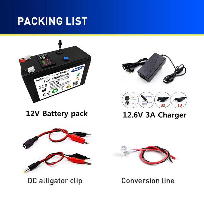 BARLifepo4リチウム電池,12V,50Ah,リチウム,本物のバッテリー,5v,2.1a,USB,電源ディスプレイ,otopaden,ヘルメット,ビーズ