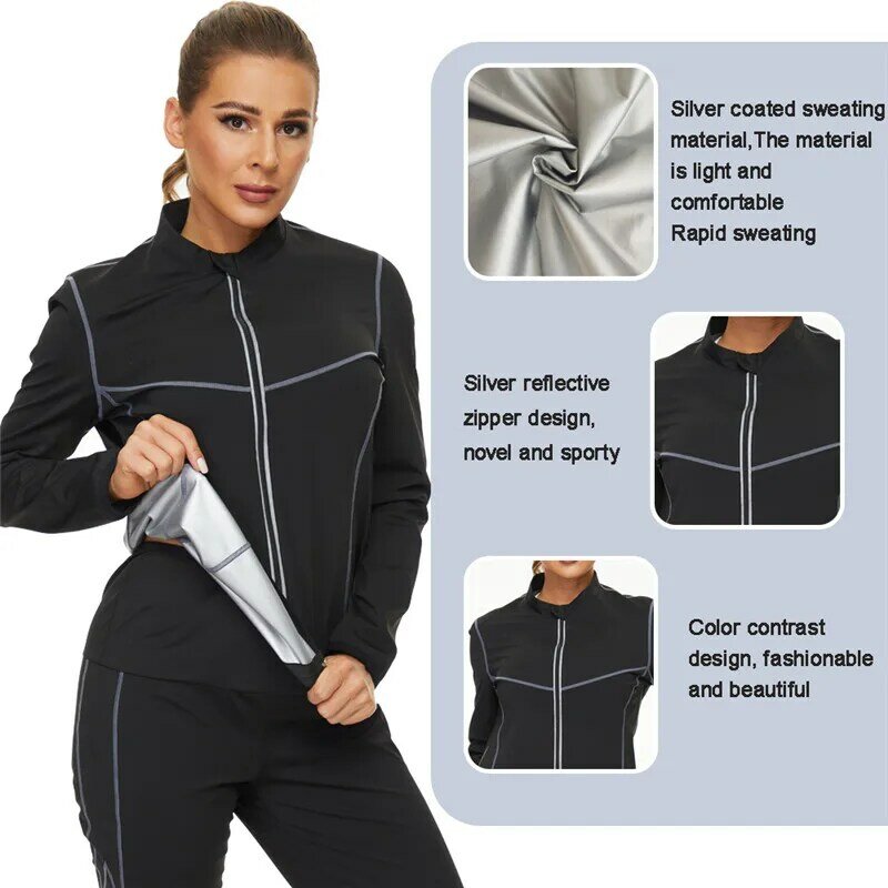 LAZAWG Sauna Sweat Shaper Thermo Slimming Workout Womens Fitness Waist Trainer Shirts Sport Fat Burning Shapewear Thermal Suit