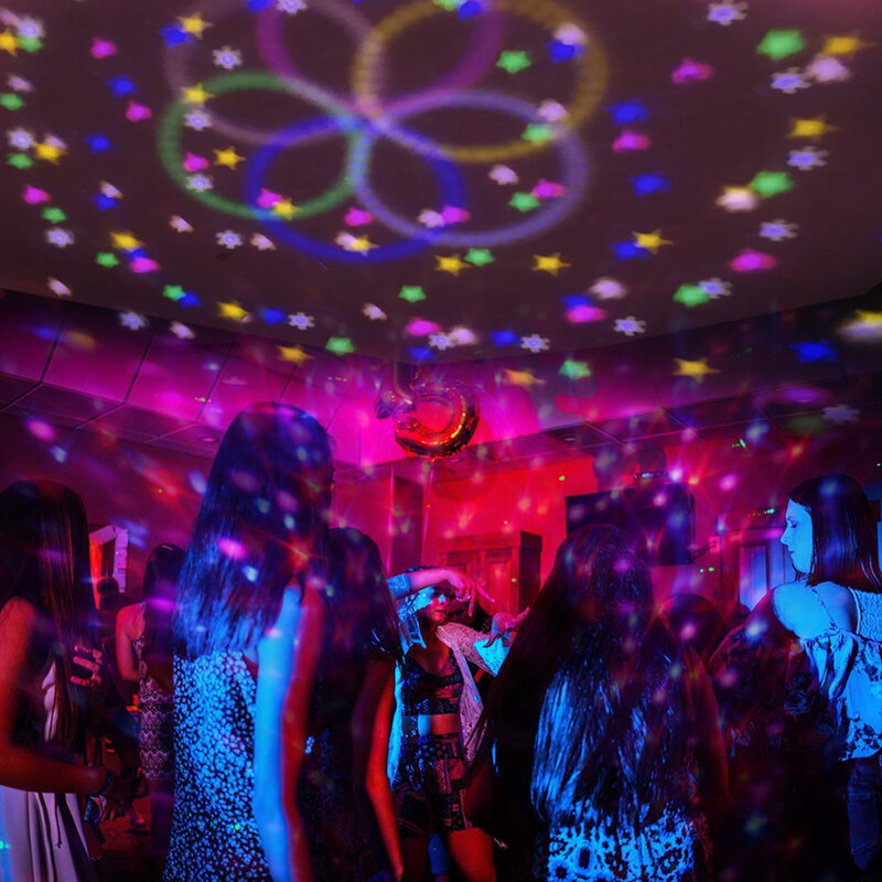Usb girando led estrela projetor luz da noite discoteca dj palco nightlight festa bola colorida festa de aniversário do clube carro palco decoração
