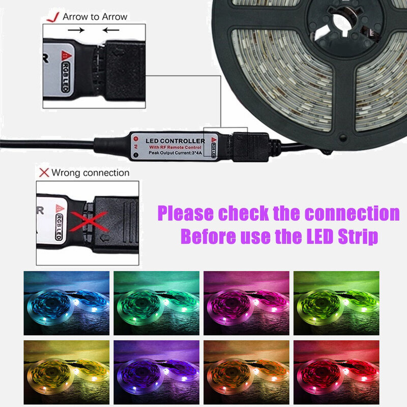 ไฟ LED Strip Light RGB 5050 Luces Led String เทปหลอดไฟแบบยืดหยุ่น USB 5V 3Key ควบคุมทีวี Backlight ตกแต่ง Led สำหรับห้อง
