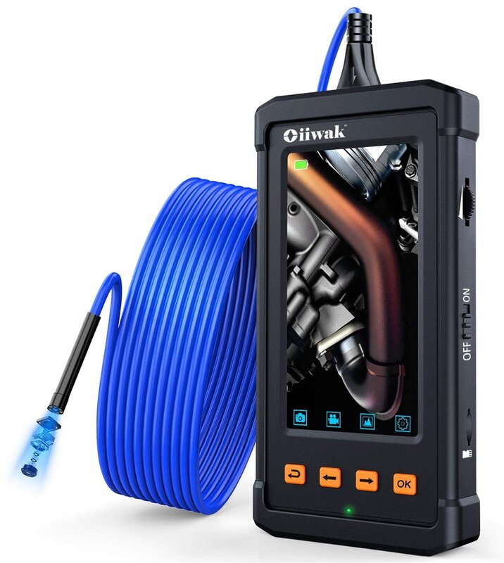 Oiiwak Endoscope Camera 5.5mm Waterproof Drain Snake Camera 1080P HD Borescope 4.3in Screen Automotive Plumbing Sewer Wall Camer