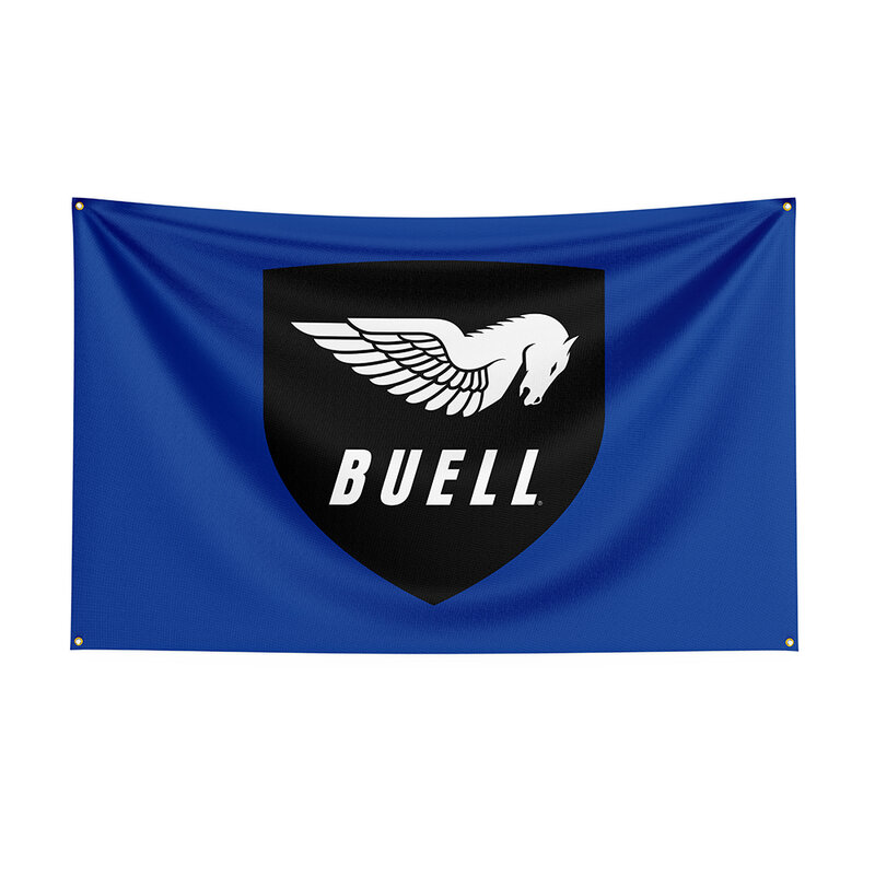 Spanduk mobil balap cetak poliester bendera Buells 90x150cm untuk dekorasi