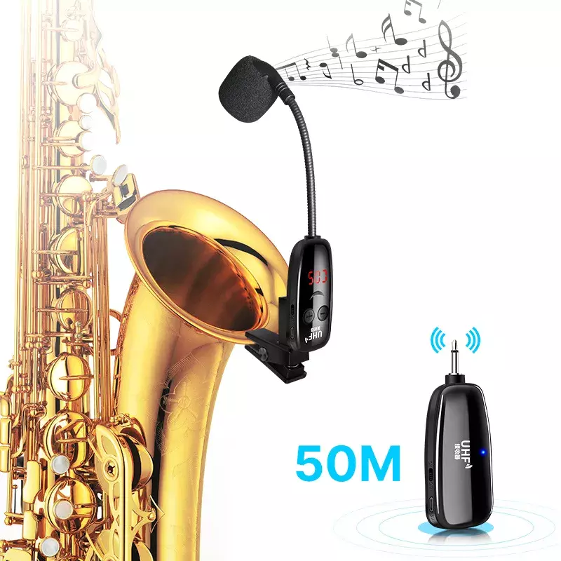 UHF – Instruments sans fil, Microphone, Saxophone, récepteur, émetteur, portée de 50M, Plug and Play, idéal pour les trompettes