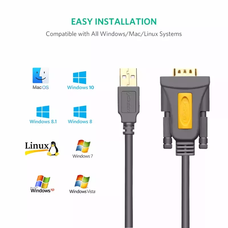 U- green USB to RS232 COM Port Serial PDA 9 DB9 Pin Cable Adapter Prolific pl2303 for Windows 7 8.1 XP Vista Mac OS USB RS232 CO