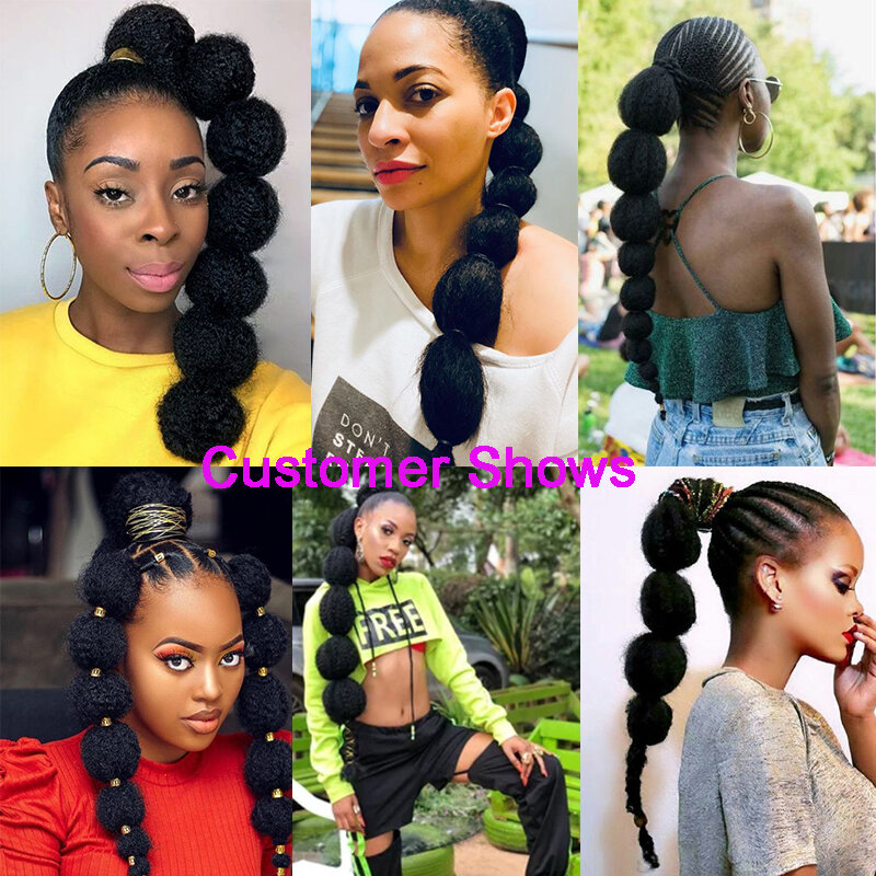 Queue de cheval à bulles synthétique, Afro Kinky Curly, Proximité Wstring, Crochet Marley Braids, Twist Hairpiece, réinitialisation in Hair Extensions
