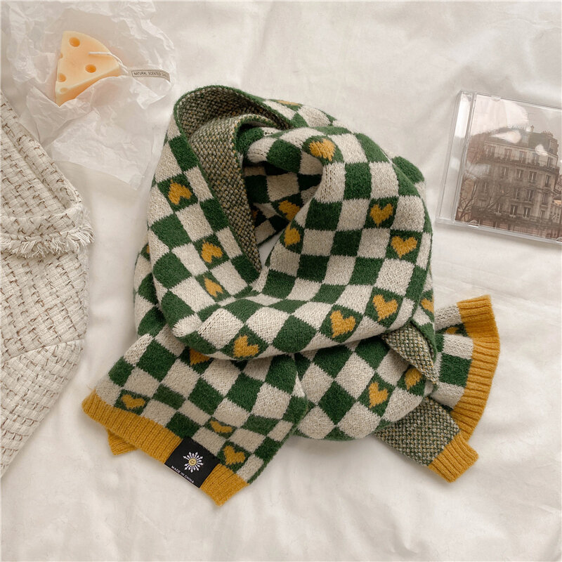 Bufanda de punto de hilo de lana de estilo coreano para mujer, chal de diseño de Cachemira cálido para invierno, envolturas elásticas para el cuello, silenciador