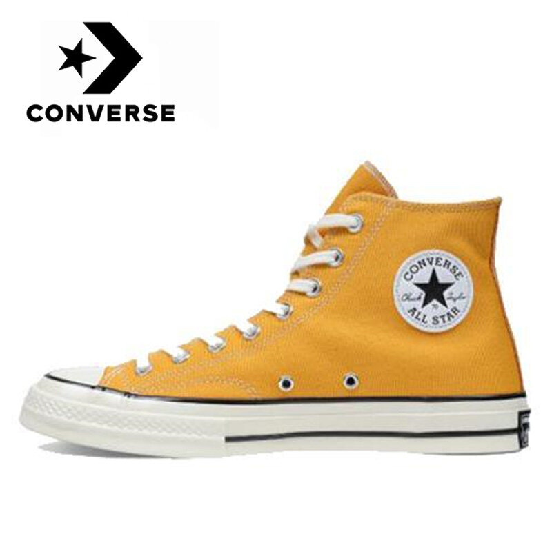 Converse Chuck Taylor All Star 70 1970S Sepatu Skateboard Uniseks Pria dan Wanita Original Sepatu Kanvas Flat Kuning Santai Harian