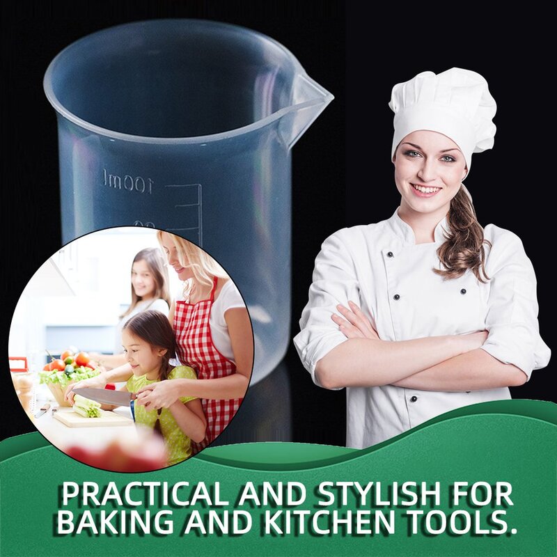 Báscula de taza transparente, herramientas de medición de plástico para el hogar, utensilios de cocina para hornear, práctica, 100ML