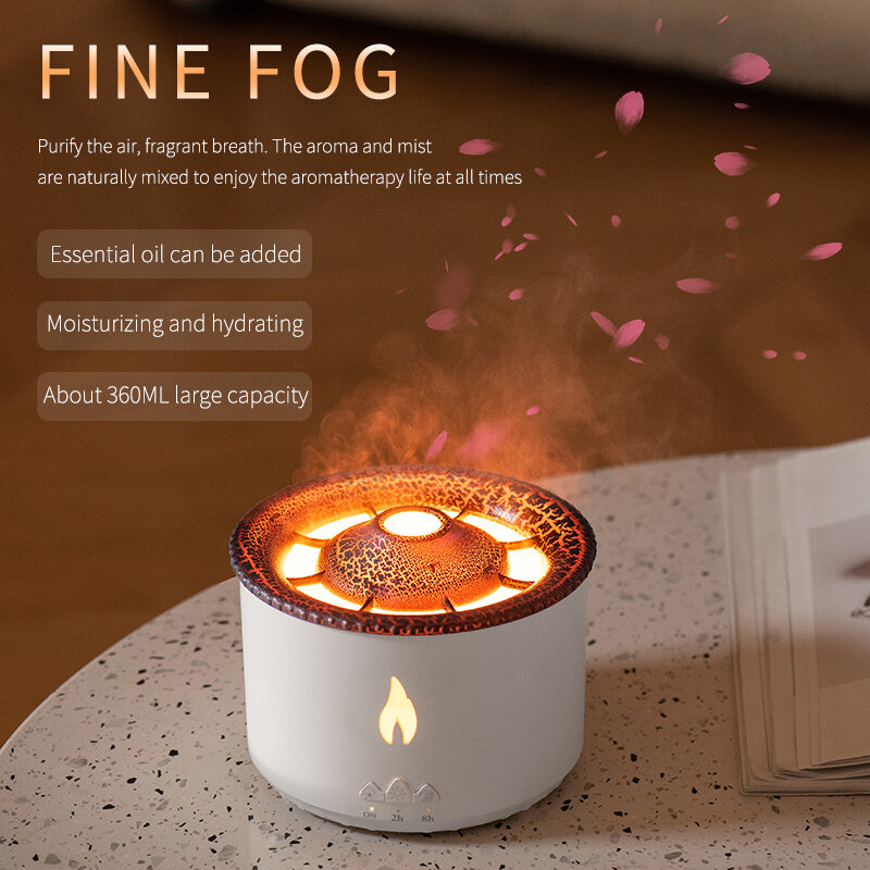 Volcanic Flame Aroma Diffuser Essential Oil Xiomi 360ml USB Portable Air Humidifier with Color Night Light Lamp Fragrance Home