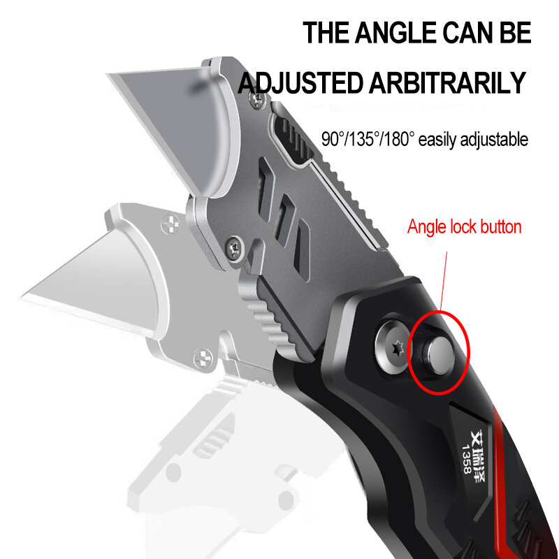AIRAJ Utility Knife Retractable Sharp Cut Heavy Duty Steel Break 18mm Blade Paper Cut Electrician Utility Knife