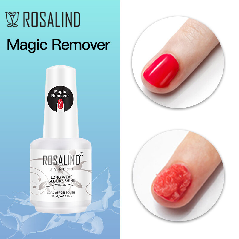 ROSALIND Magic Remover เล็บเจล Polish Fast Clean ภายใน2-3นาที Soak Off เจลเล็บ Top Coat เล็บ Remover