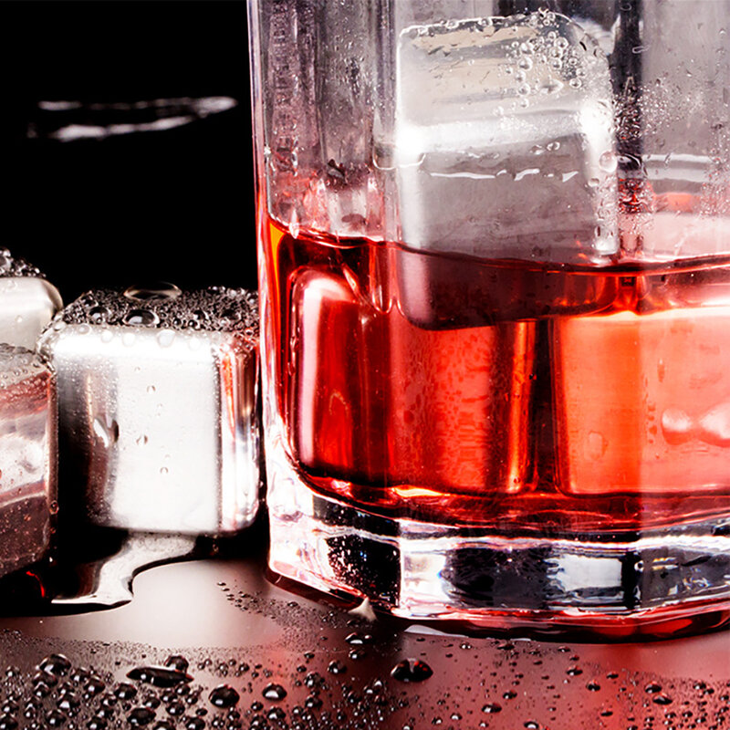 1/2 Pcs สแตนเลสสตีลก้อนน้ำแข็งชุด Reusable Chilling Stones สำหรับวิสกี้ไวน์ไวน์ Cube Chilling Rock Party Bar เครื่องมือ