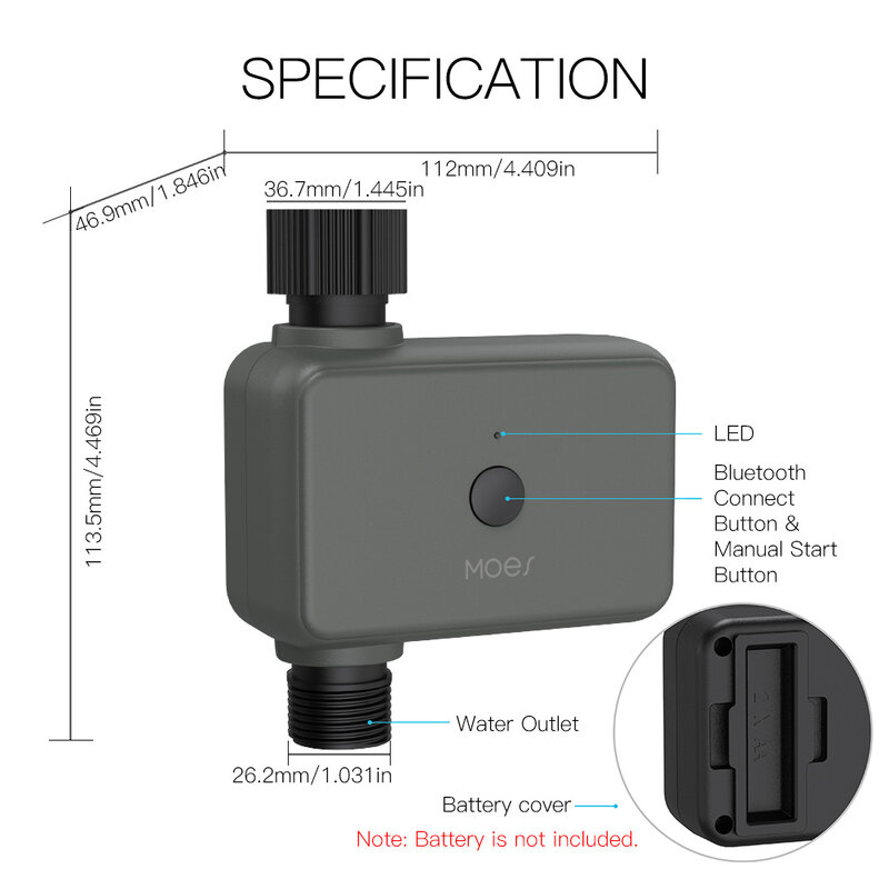 MOES-Smart Tuya Bluetooth Water Timer, Rain Delay, Temporizador de Irrigação Programável com Cubo de Rega Automático e Manual