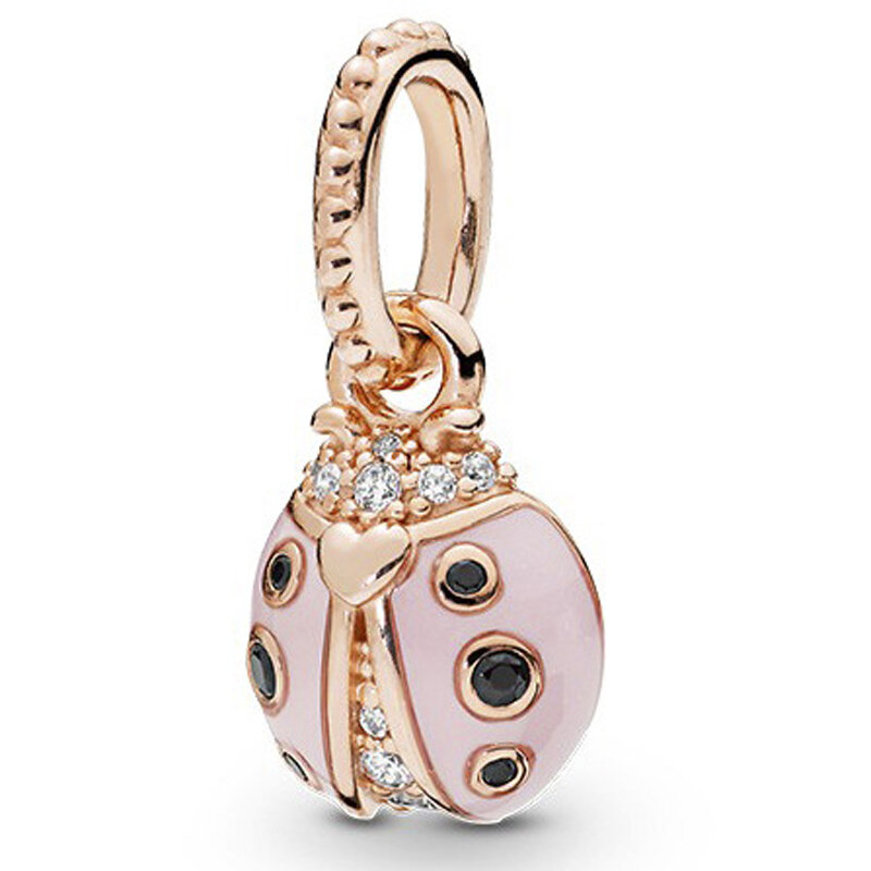Nieuwe Mode Prachtige Originele Roze Hoofdtelefoon Angel Hanger Koi Kralen Leuke Bloemen Fit Originele Pandora Dames Armband Gift