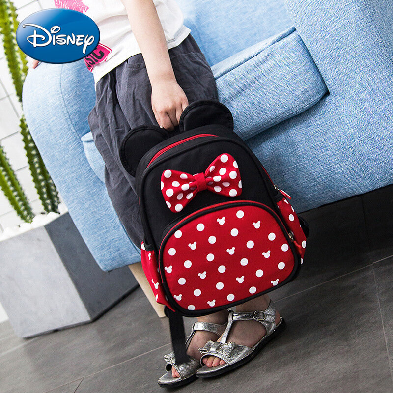 Disney-Bolso de Mickey Mouse para niños, mochila escolar con patrón de Mickey y Minnie Mouse, regalos de Navidad para niños, otoño