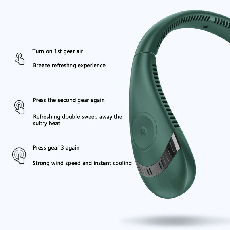 2022 Baru Xiaomi Kipas Leher Gantung Dapat Dilipat Kipas Pendingin Udara Musim Panas USB Bladeless Isi Ulang Bisu Olahraga Lari Kipas Neckband
