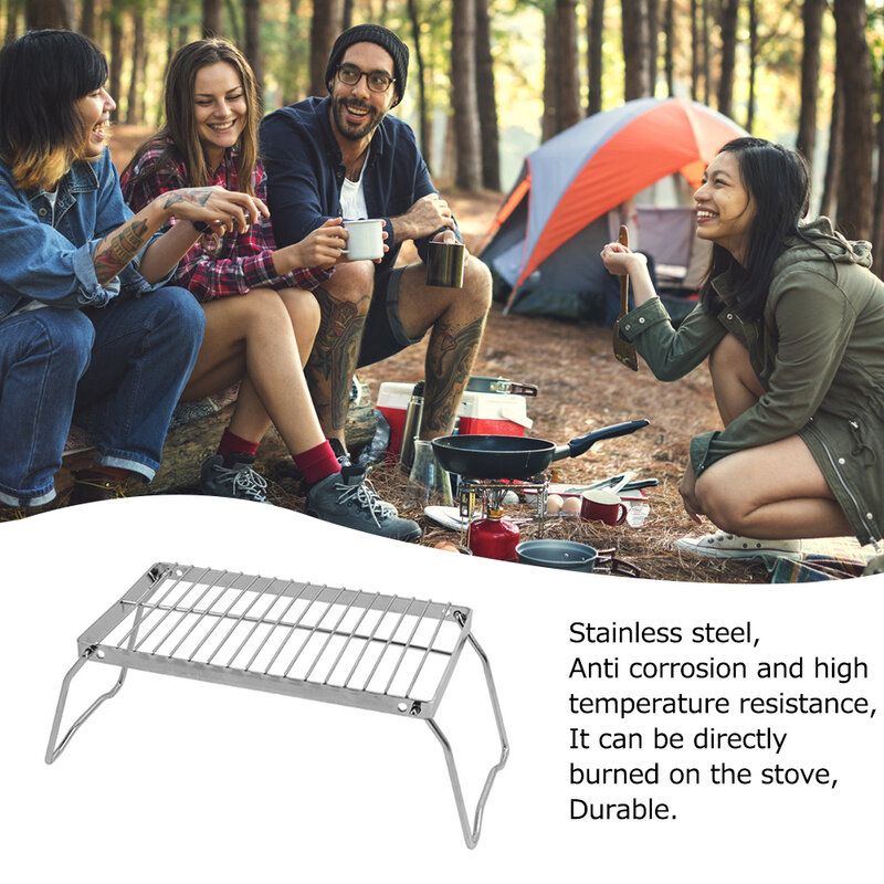 Camping Stove Stand Stainless Steel Camping Stove Grill Rack Gas Stove Stand Portable Foldable Folding Stove for Cooking Picnic