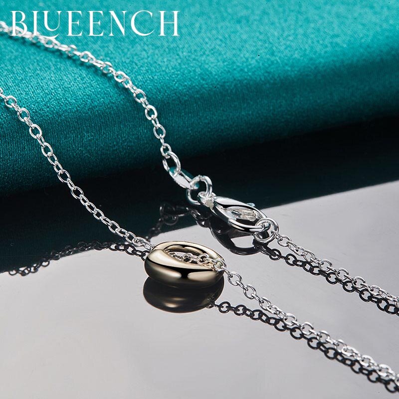 Blueench 925 prata esterlina pingente redondo corrente fina 16-30 Polegada corrente colar para o casamento feminino moda glamour jóias