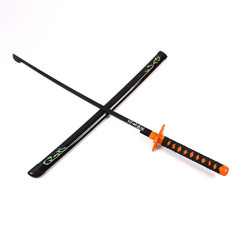 Espada de Katana Demon Slayer de 104cm, espada de Anime de bambú, cuchillo de Rueda Solar, modelo de arma de Tanjiro Katana 1:1, utilería de Cosplay Ninja, juguetes para niños