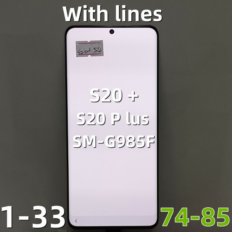 الأصلي G985F LCD لسامسونج غالاكسي S20 زائد LCD مع الإطار S20 + SM-G985A G985U G985F/DS شاشة عرض تعمل باللمس مع بقعة خط
