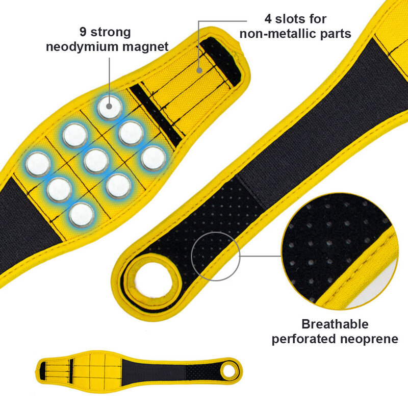 Bracelet magnétique avec aimants de bain, porte-foret N64., cadeau pour père, petit ami, ceinture, porte-vis, rangement d'outils, poignet