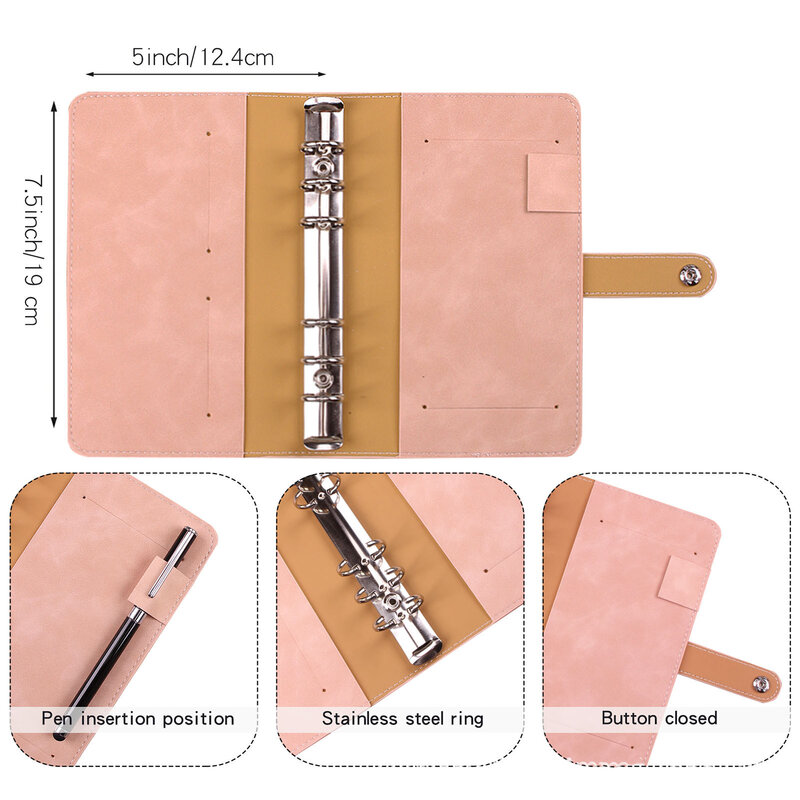 Budget Binder with Zipper Envelopes,A6 Budget Binder PU Leather Pocket with 12pcs Clear Plastic Envelopes Zipper Pouches Folder