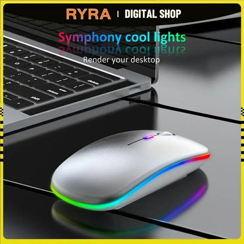 RYRA 2.4G แบบชาร์จไฟได้แบบไร้สายเมาส์1600Dpi สำหรับแล็ปท็อปออกแบบตามหลักสรีรศาสตร์ไร้สาย Gamer เมาส์สำ...