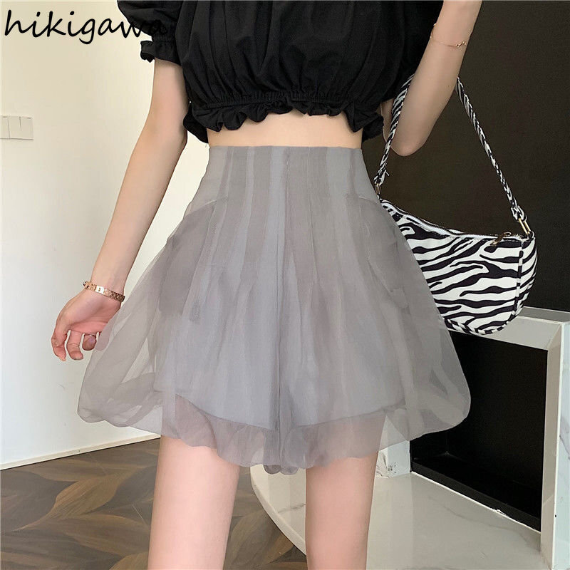 Sweet Skirts for Women Preppy Style Summer Y2k Clothes Fashion Korean Jupe 2023 Faldas Mujer De Moda Gauze Slim Mini Sexy Skirt