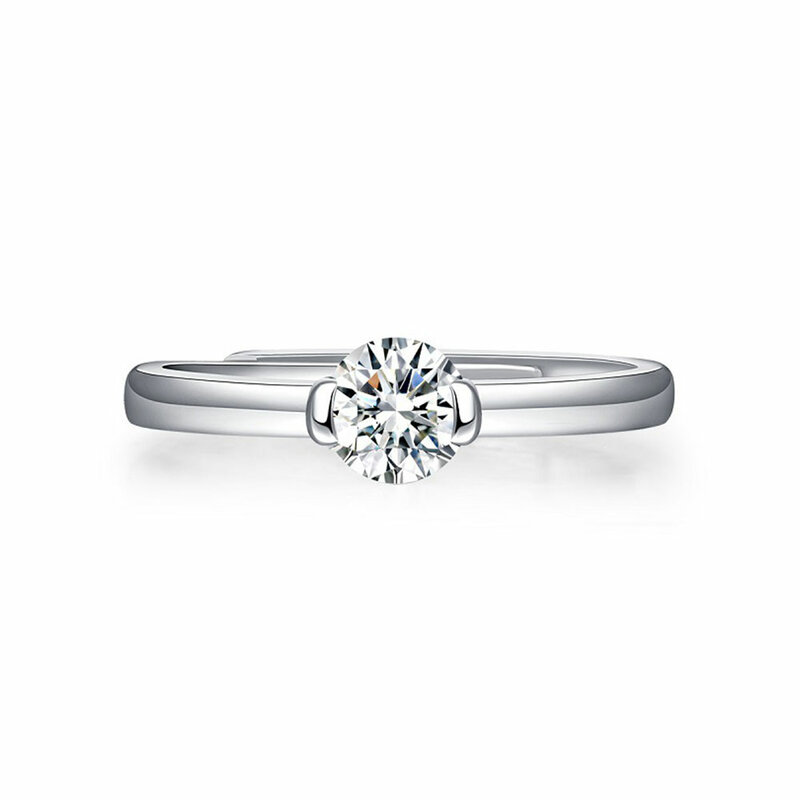 Aide 18k ouro branco anel banhado a ouro para mulher 1ct teste passado d moissanite diamante solitaire anel casamento banda noivado nupcial 2022