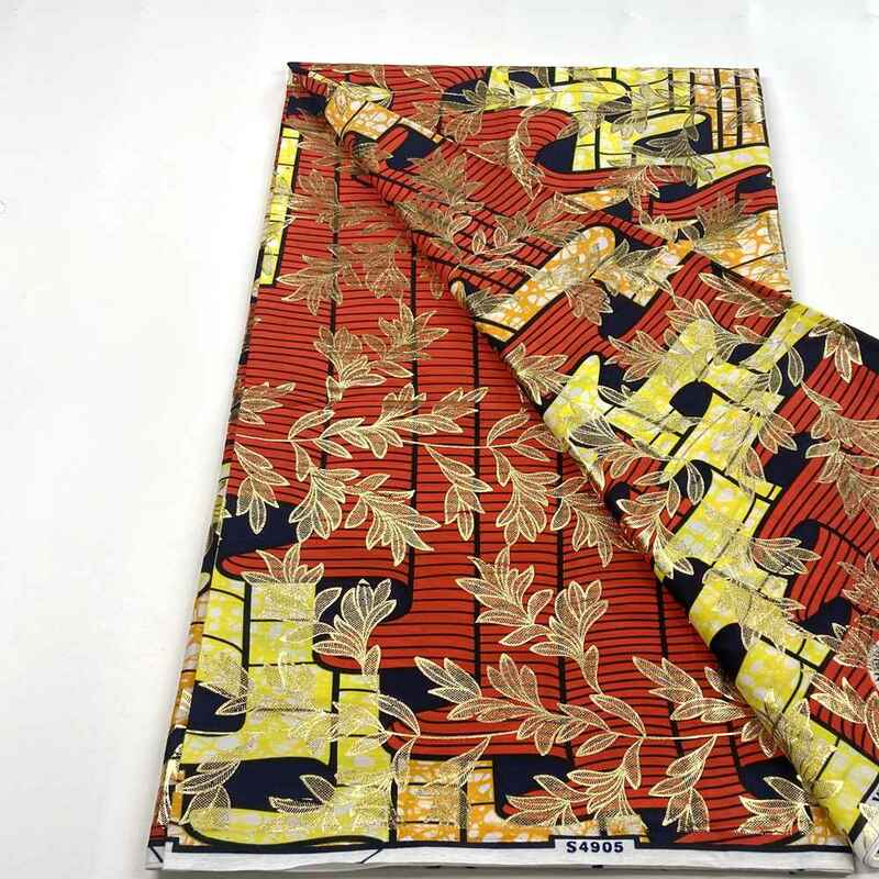 African Wax Fabric Real Batik Ankata Kitenge Golden Printed Shinning Royal Blue 100 Contton Pagne Stuff Tissu New 6yards