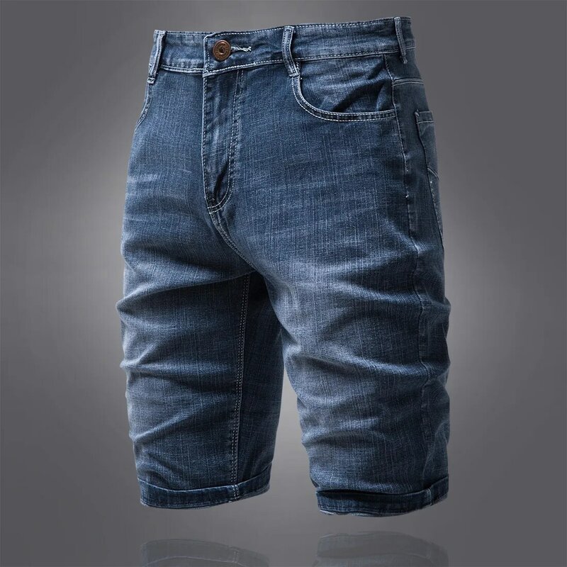 Męskie spodenki spodnie klasyczne jeansy Homme Denim spodnie 2022 letnie męskie biznesowe oddychające bawełniane proste spodenki dżinsowe