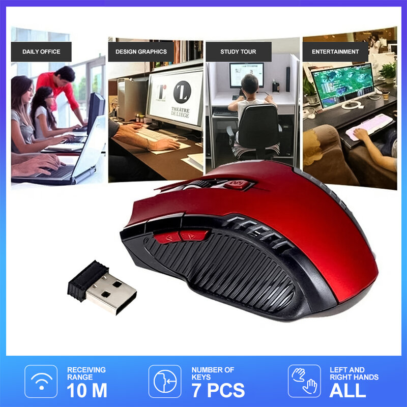 RYRA 2,4G Drahtlose Maus Stille Gaming Wireless 1600DPI Maus Wirless USB Empfänger Batterie Maus Gamer Laptop PC Macbook maus