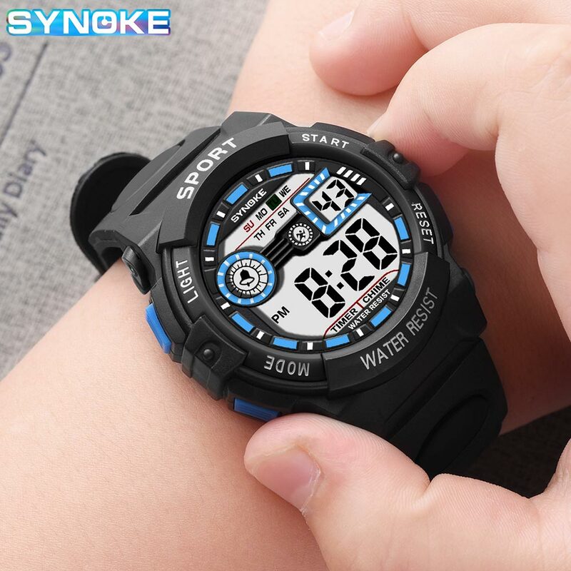 SYNOKE-reloj militar para hombre, cronógrafo Digital deportivo con números grandes, resistente al agua hasta 50M, multifunción