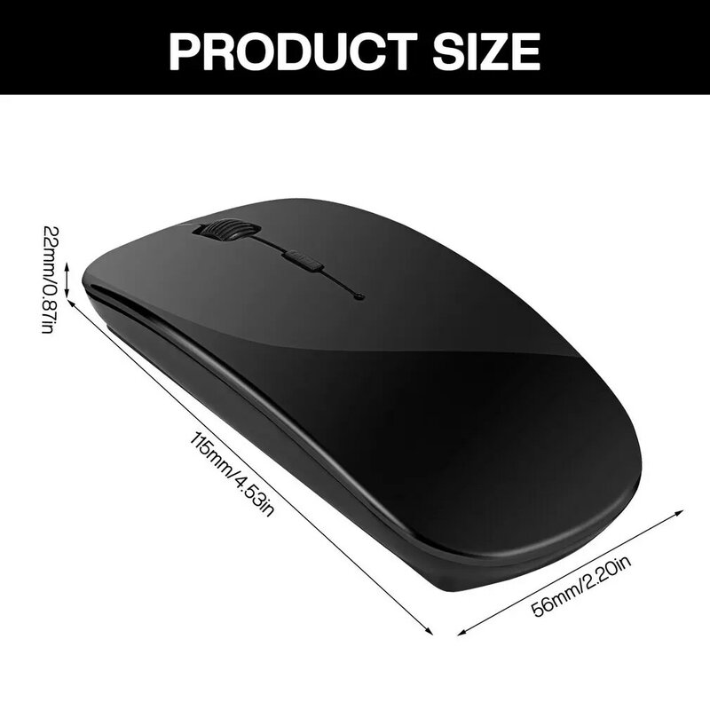 Bezprzewodowy ładowalna mysz dla Laptop PC, Slim Mini cicha mysz bezprzewodowa, 2.4G mysz dla domu/biura