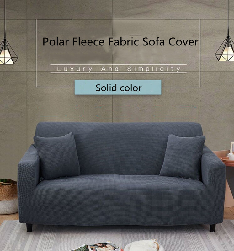 Funda de forro Polar para sofá de sala de estar, cubierta gruesa de Color sólido para sofá esquinero, Protector de muebles, decoración del hogar