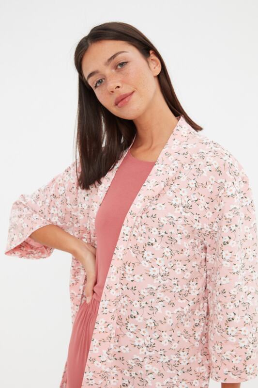 Vestido de vestir rosa floral de malha moda robe robe sexy peignoir kimono noiva sleepwear noite vestido