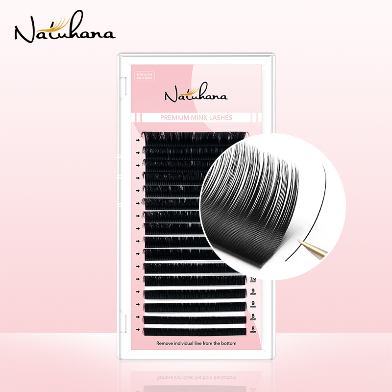 NATUHANA – extensions de cils naturels en vison, 16 rangées, Premium, noir mat, doux, maquillage, vente en gros