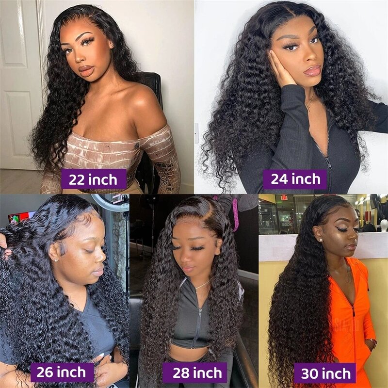 Water Wave 13x6 HD Lace Frontal Wigs Pre Plucked Brazilian Deep Curly Wave Human Hair Full Lace Frontal Wig Long Wigs For Women